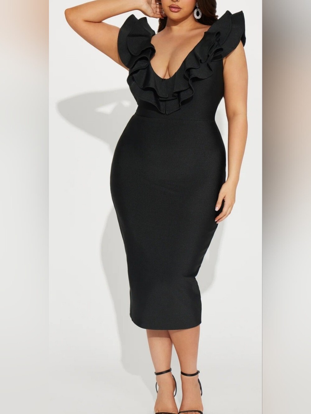 Fashion Nova Pixie Bandage Midi Dress - Black - XL